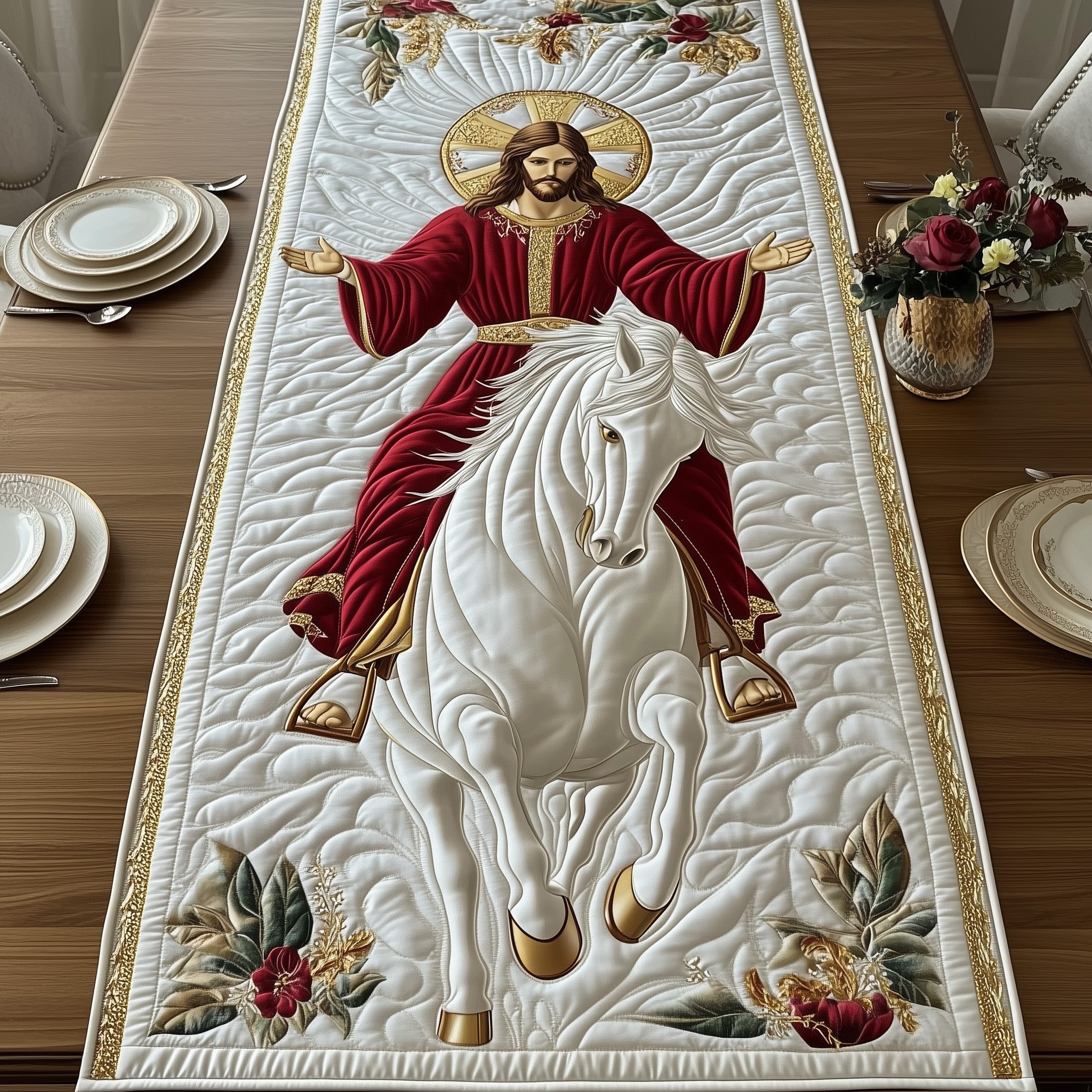 Divine Grace Quilted Table Runner Christmas Table Runner