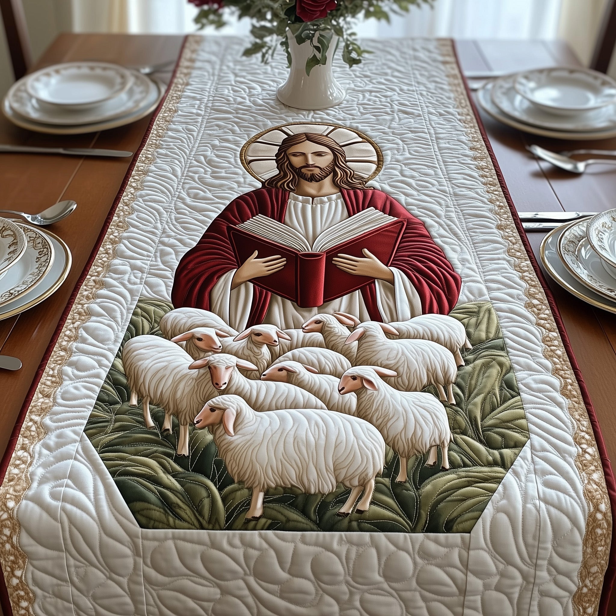 Divine Grace Quilted Table Runner Table Runner Gift for Holiday Season