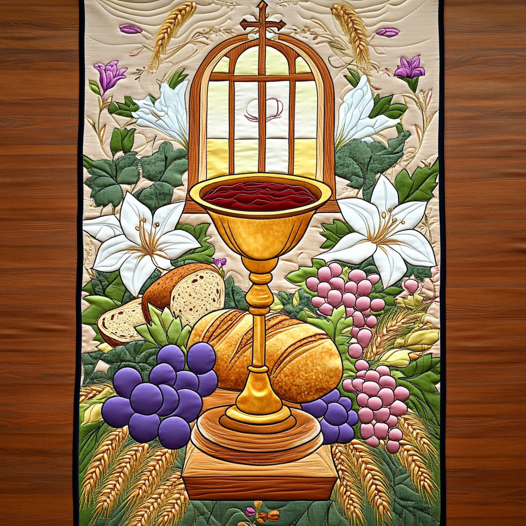 Divine Harvest Quilted Table Runner Elegant Christmas Table Runners Christian Christmas Presents