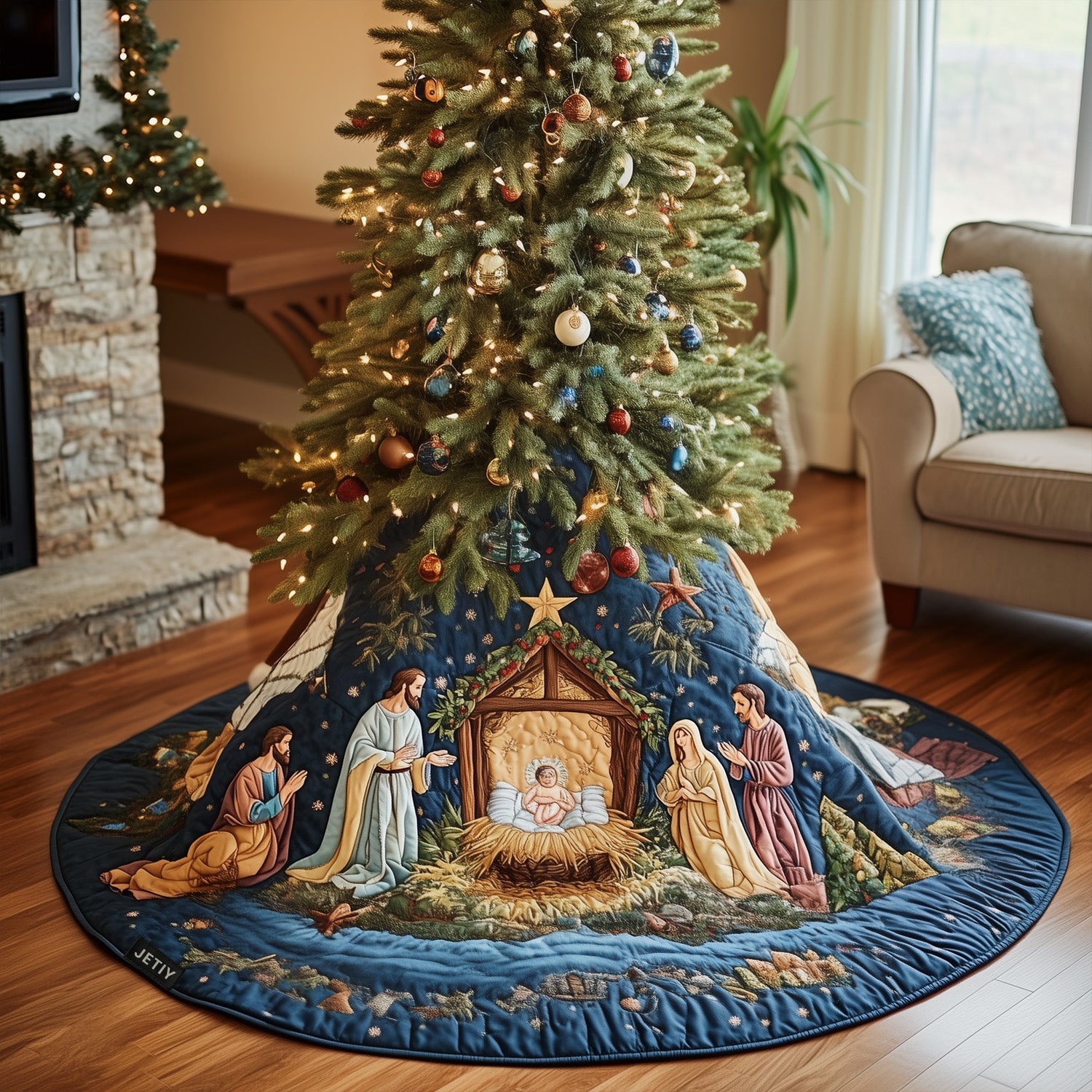 Divine Journey Quilted Christmas Tree Skirt Christmas Tree Surround Xmas Gifts For Mother In Law