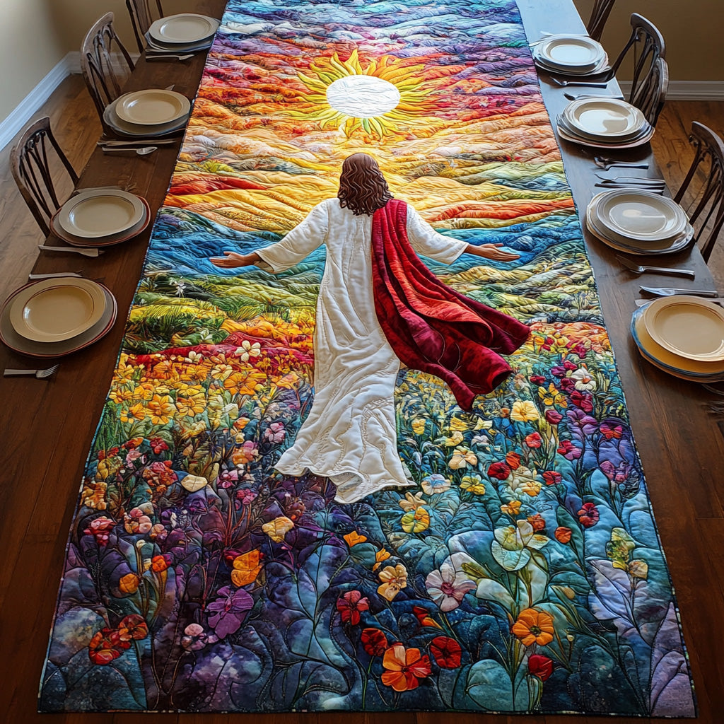 Divine Light Quilted Table Runner Holiday Table Throw Best Christian Gifts