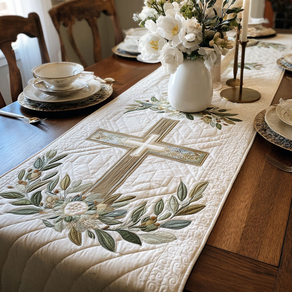 Divine Love Quilted Table Runner Christmas Dining Table Runner Religious Christmas Gifts