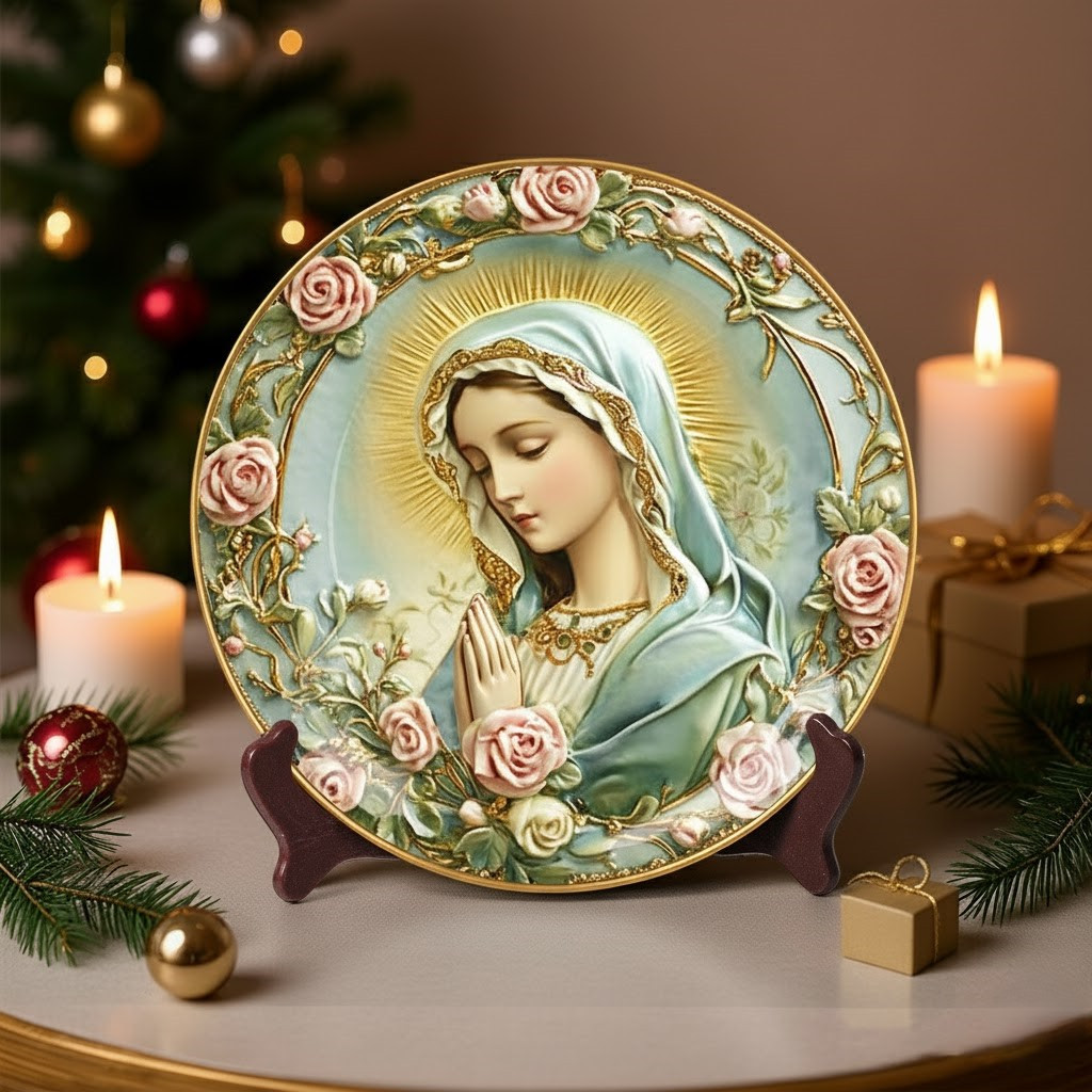 Divine Maternal Love Christmas Ceramic Plate Mother Mary Decoration Ideas For Mom