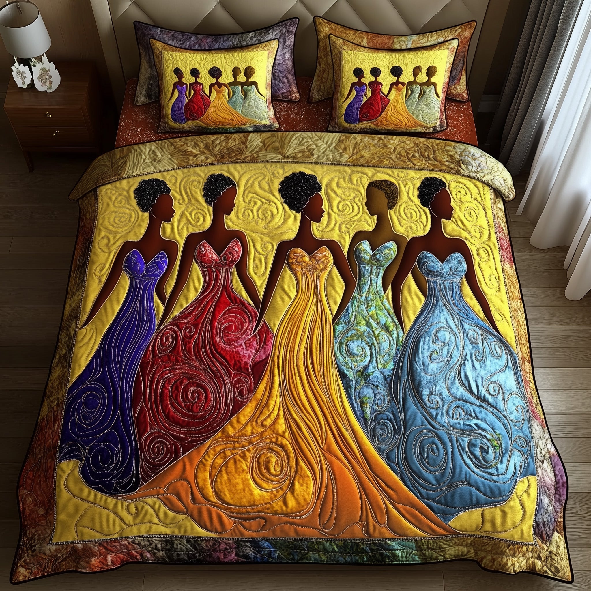 Divine Roots Quilted Bedding Set Duvet Cover Bedspread Best African American Gift Ideas