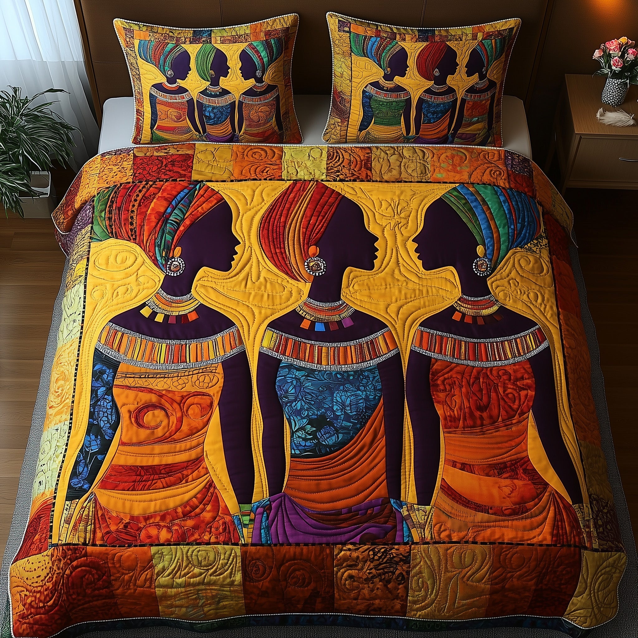 Divine Roots Quilted Bedding Set Duvet Cover Bedspread Best African American Gifts