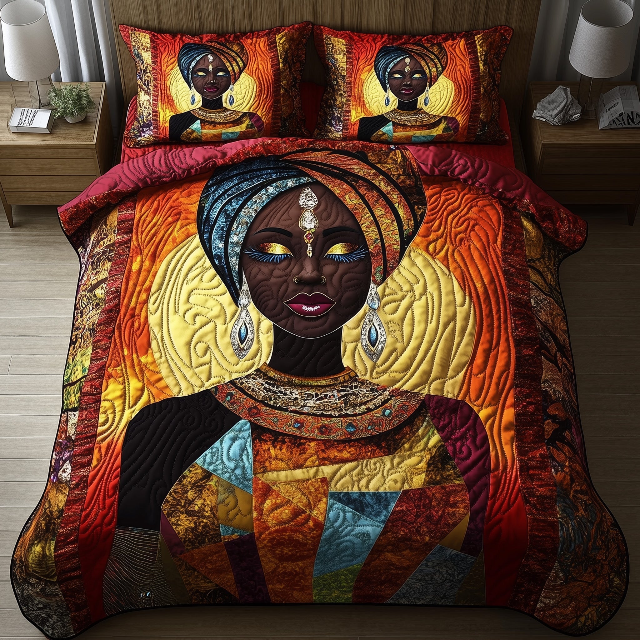 Divine Roots Quilted Bedding Set Duvet Cover Bedspread Best African American Gifts For Mom
