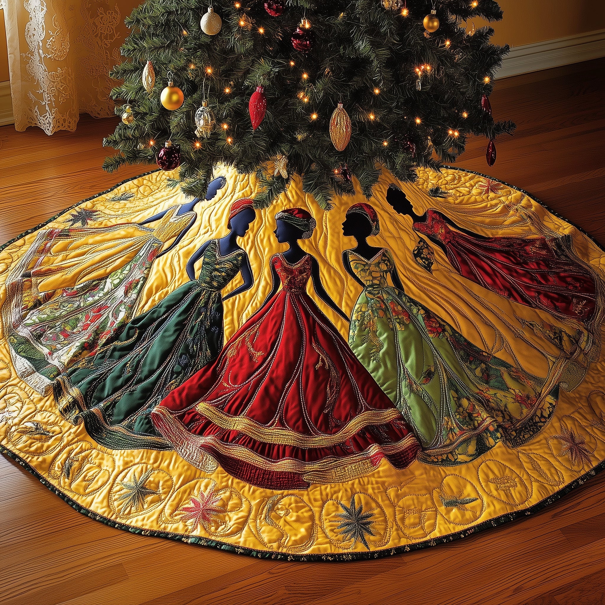 Divine Roots Quilted Tree Skirt Beautiful Christmas Home Merch