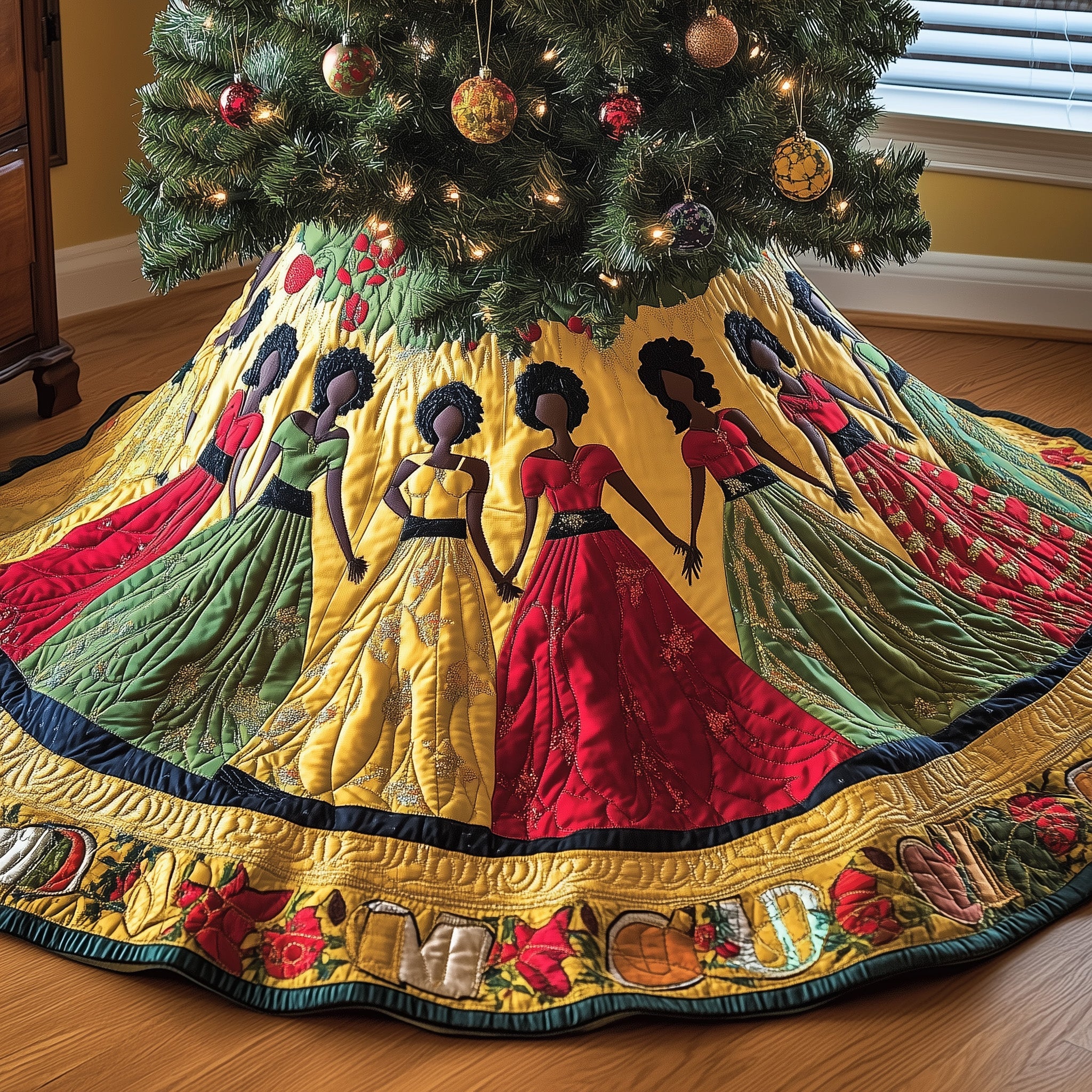 Divine Roots Quilted Tree Skirt Charming Holiday Home Merch