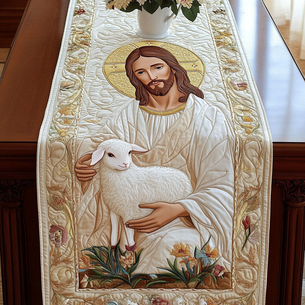 Divine Shepherd Quilted Table Runner Festive Table Runners Gifts For Christians
