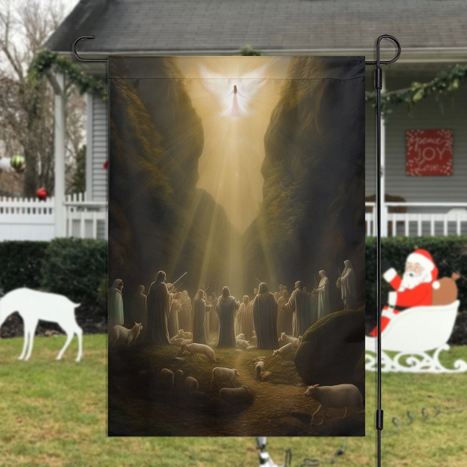 Divine The Heavenly Announcement Christmas Garden Flag Glory Of The Lord Themed Xmas Gifts