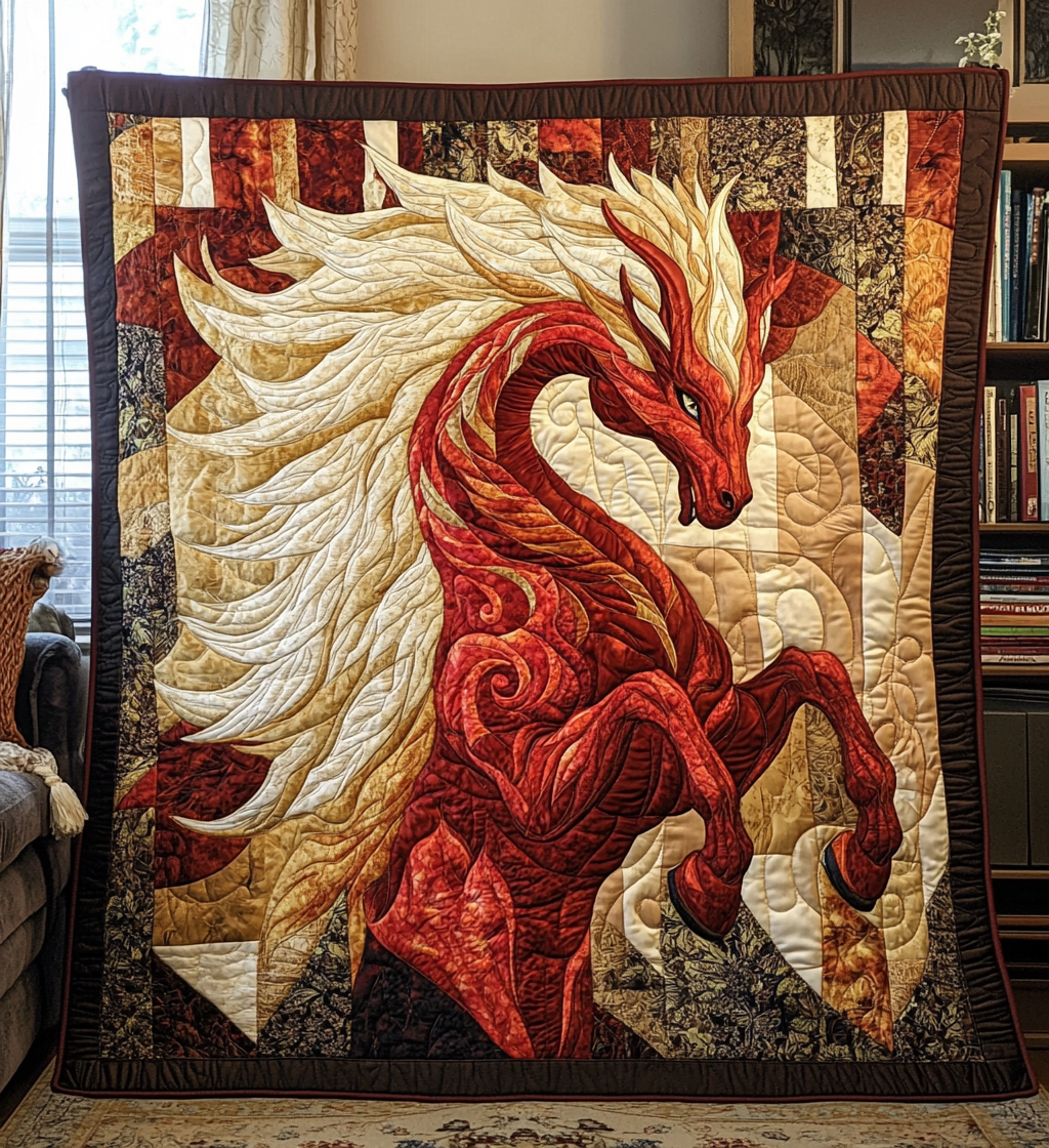 Divine Transformation Quilted Blanket Unique Dragon Gifts