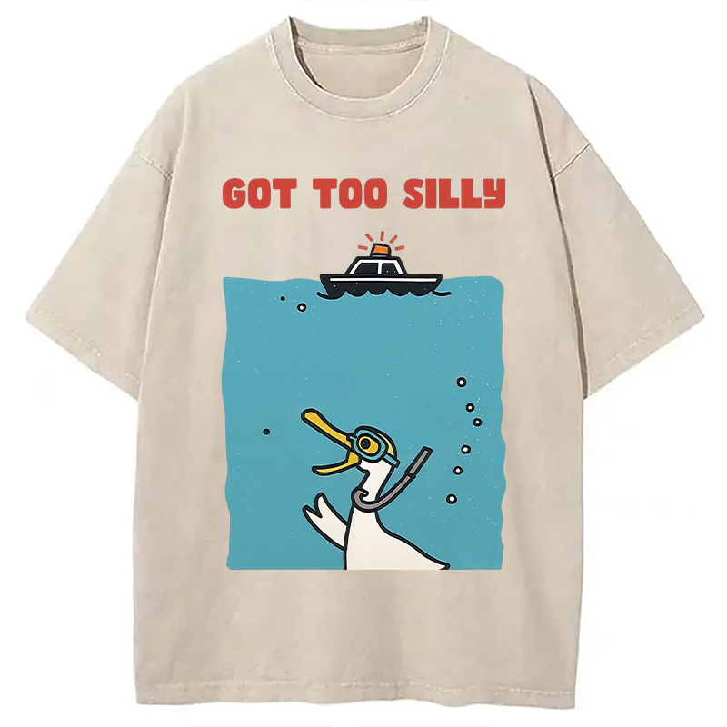 Diving Goose Washed T-Shirt Trendy Aesthetic Graphic Apparel Gifts For Brother