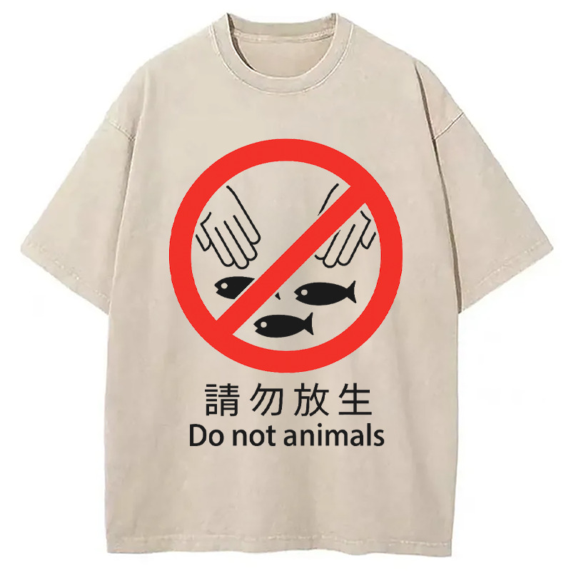 DO NOT ANIMALS Washed T-Shirt Classic Graphic Fashion Tee Gifts For Him