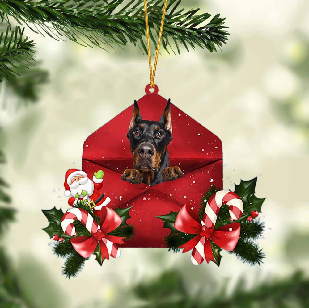 Doberman Christmas Letter Shaped Ornament  Acrylic Dog Christmas Ornament Xmas Dog Gifts