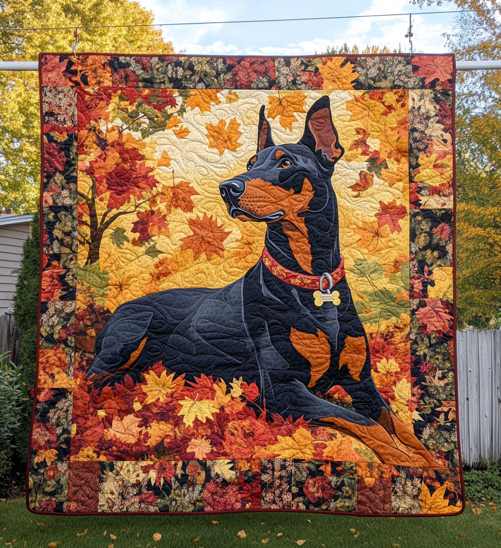 Doberman Guardian Quilted Blanket Xmas Present For Dog Lovers
