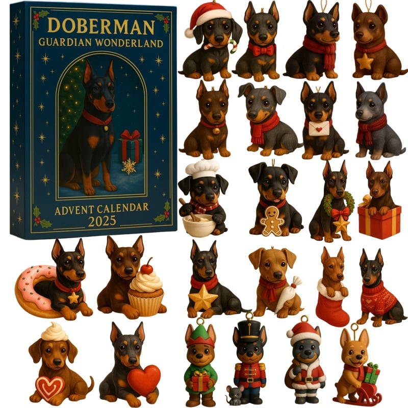 Doberman Guardian Wonderland Advent Calendar Christmas Countdown Xmas Gifts For Dog Lovers