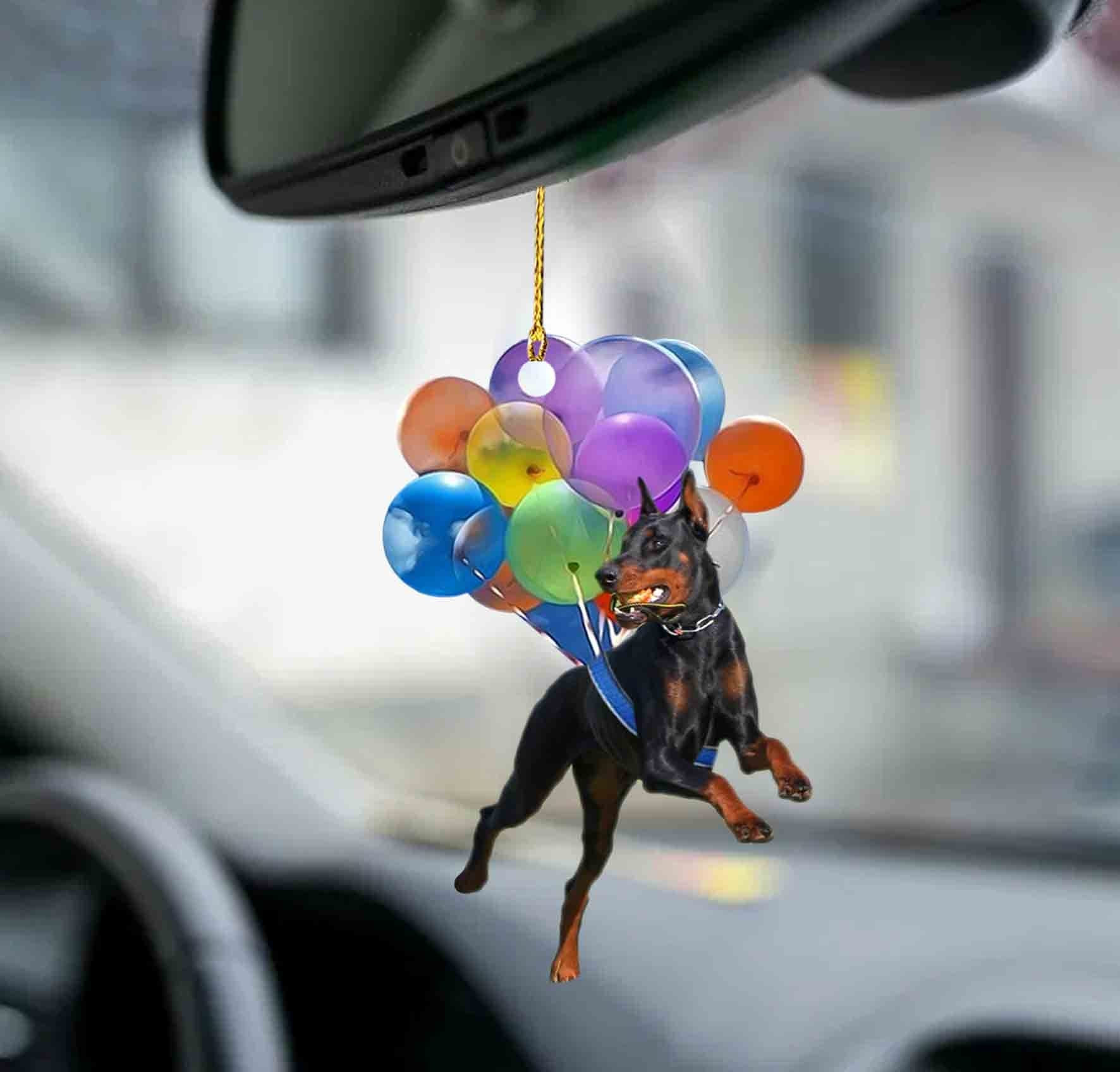 Doberman Pinscher Fly With Bubbles Dog Hanging Ornament Auto Ornament Lasfour