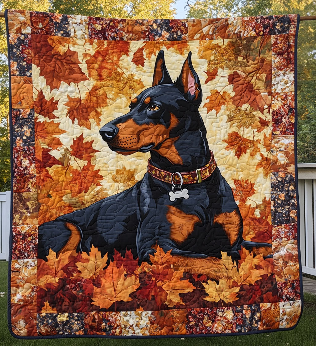 Doberman Watch Quilted Blanket Xmas Present For Dog Lovers