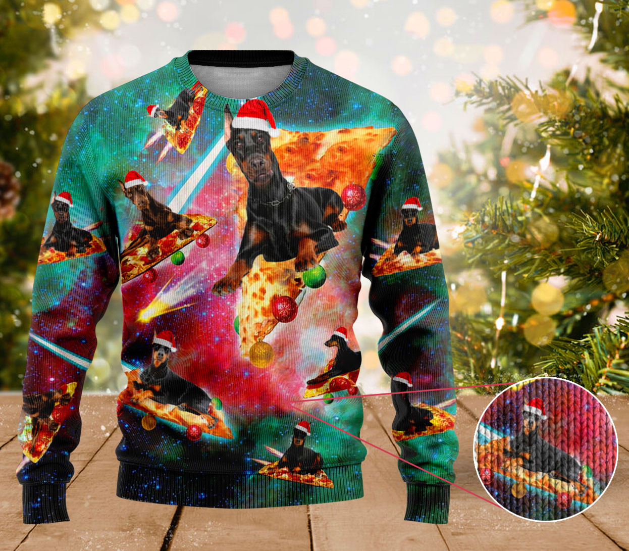 Dobermann Dog Pizza Ugly Sweater Cute Xmas Sweaters Gifts For Dobermann Lovers