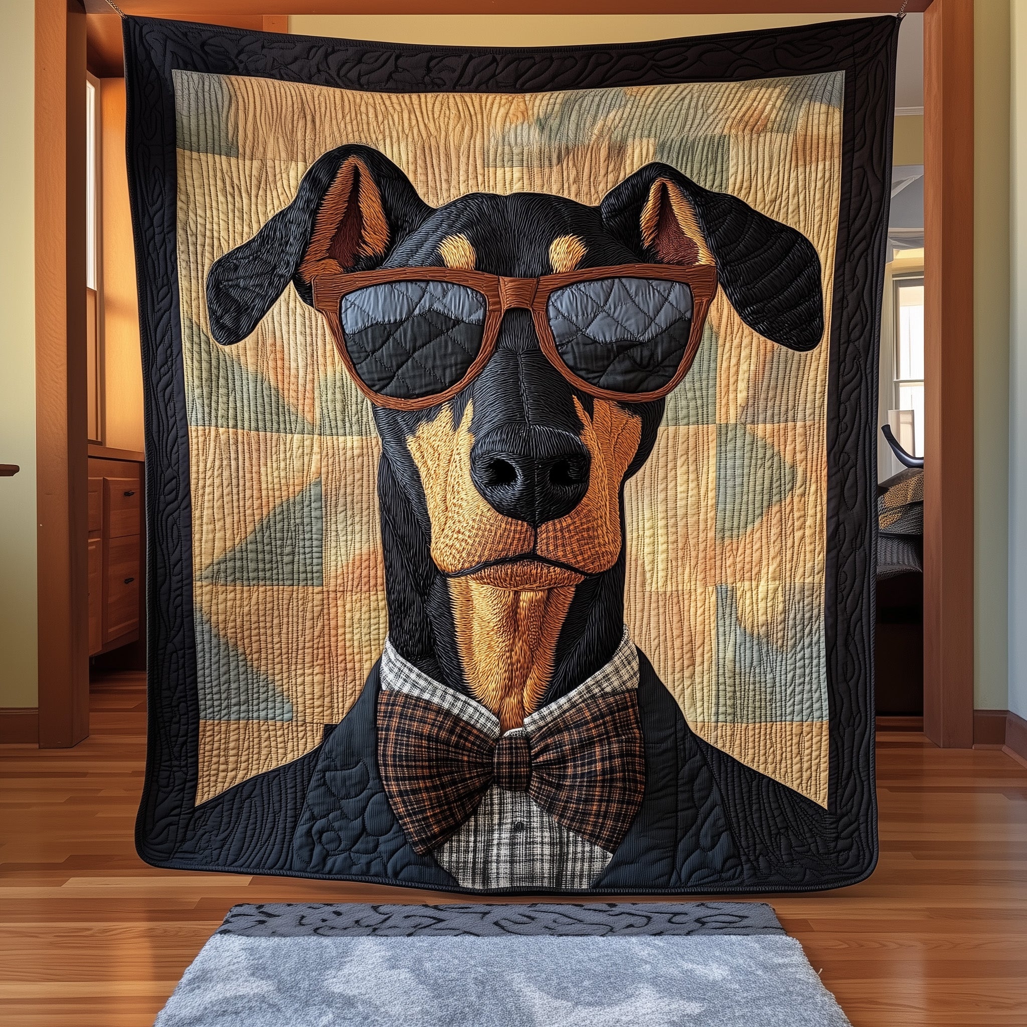 Dobermann Quilted Blanket Merchandise Throw BlanketGood Gifts Dog Lovers