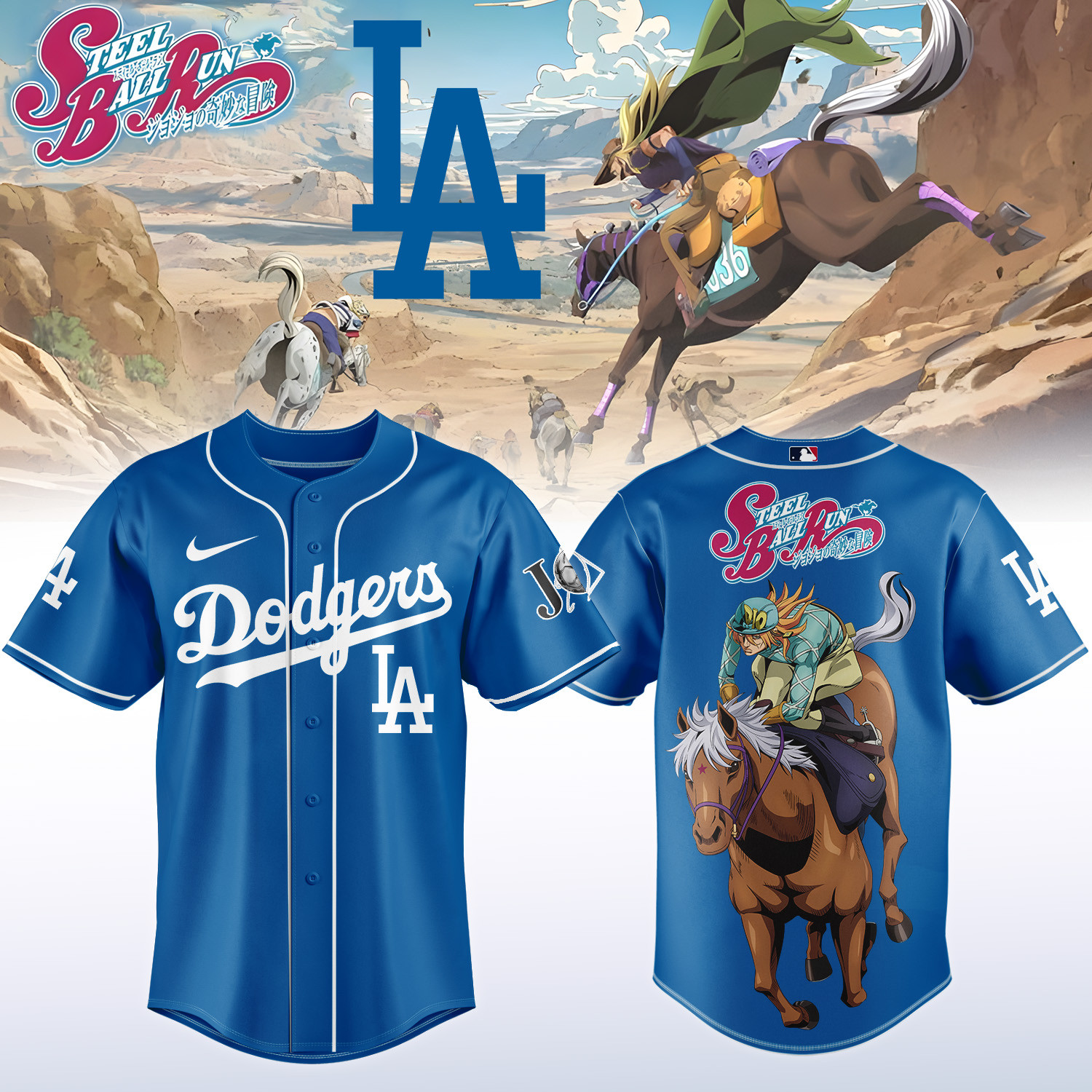 Doders x Steel Ball Run Baseball Jersey Game Day Clothing 2026 MLB Playoffs Gear For Brother