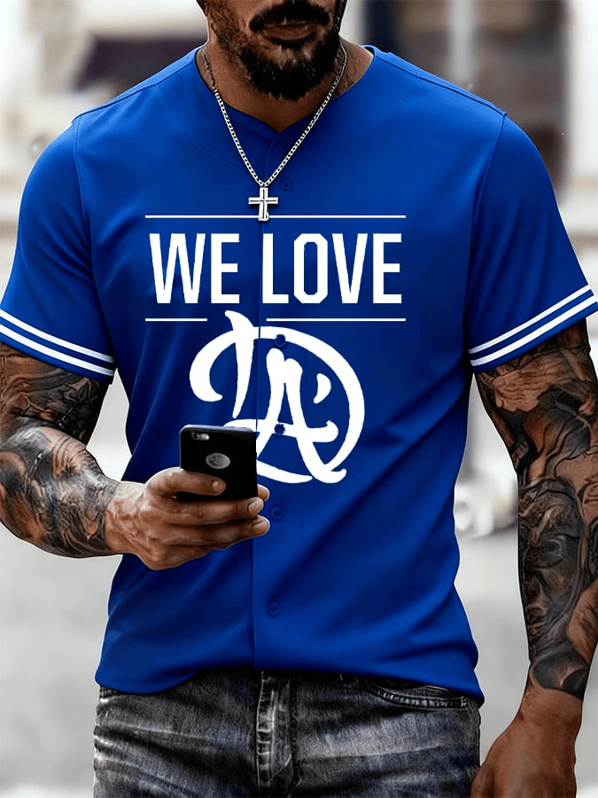 Dodger Champions Jersey We Love LA Print Jersey Baseball Fan Gifts for Dad