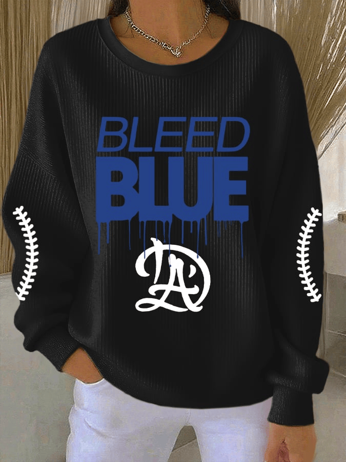 Dodger Champions Print Sweatshirt Bleed Blue Crewneck Dodger Merch Apparel Sport Gifts for Wife
