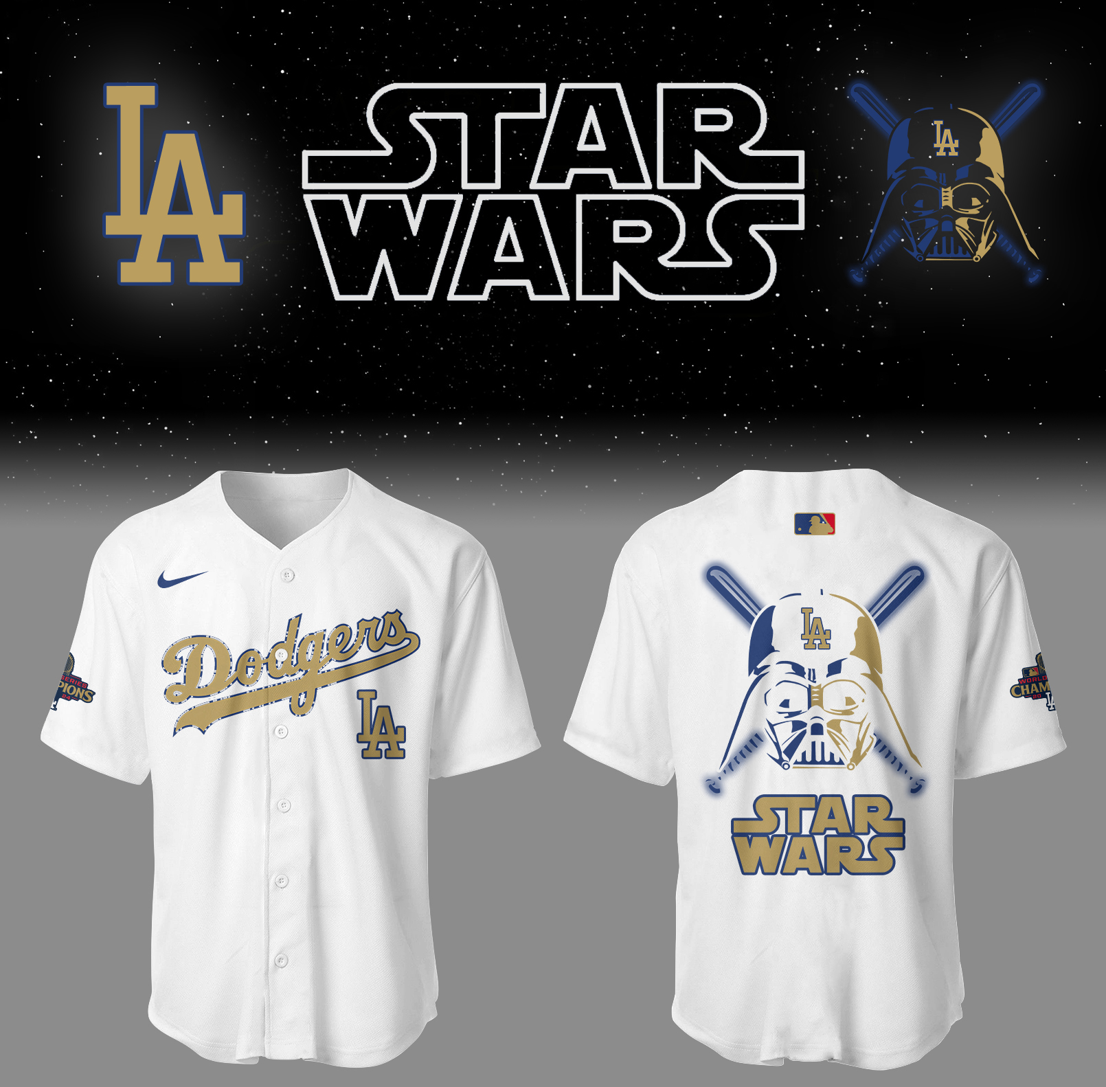 Dodgers Baseball Dodgers x Star Wars 2025 Gold Jersey Gift Ideas For Baseball Players