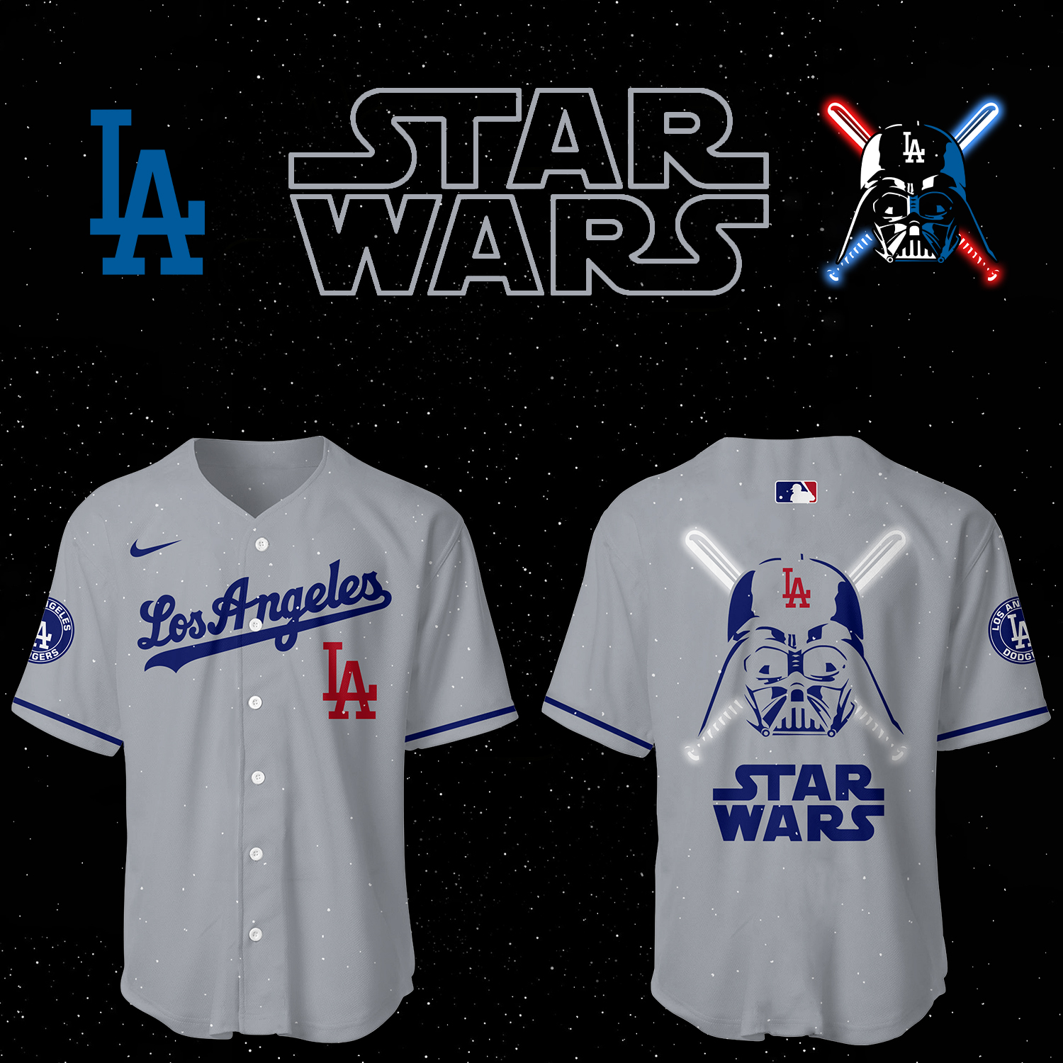 Dodgers Baseball Dodgers x Star Wars 2025 Grey Jersey Gift Ideas For Baseball Players