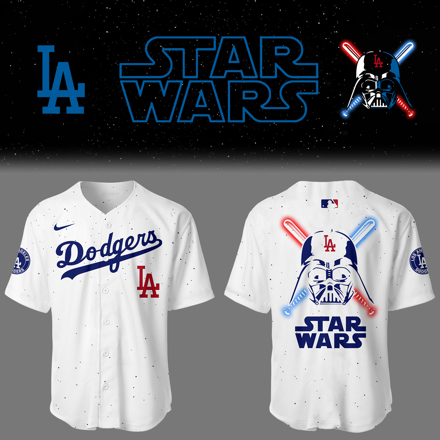 Dodgers Baseball Dodgers x Star Wars 2025 White Jersey Baseball Coach Gift Ideas
