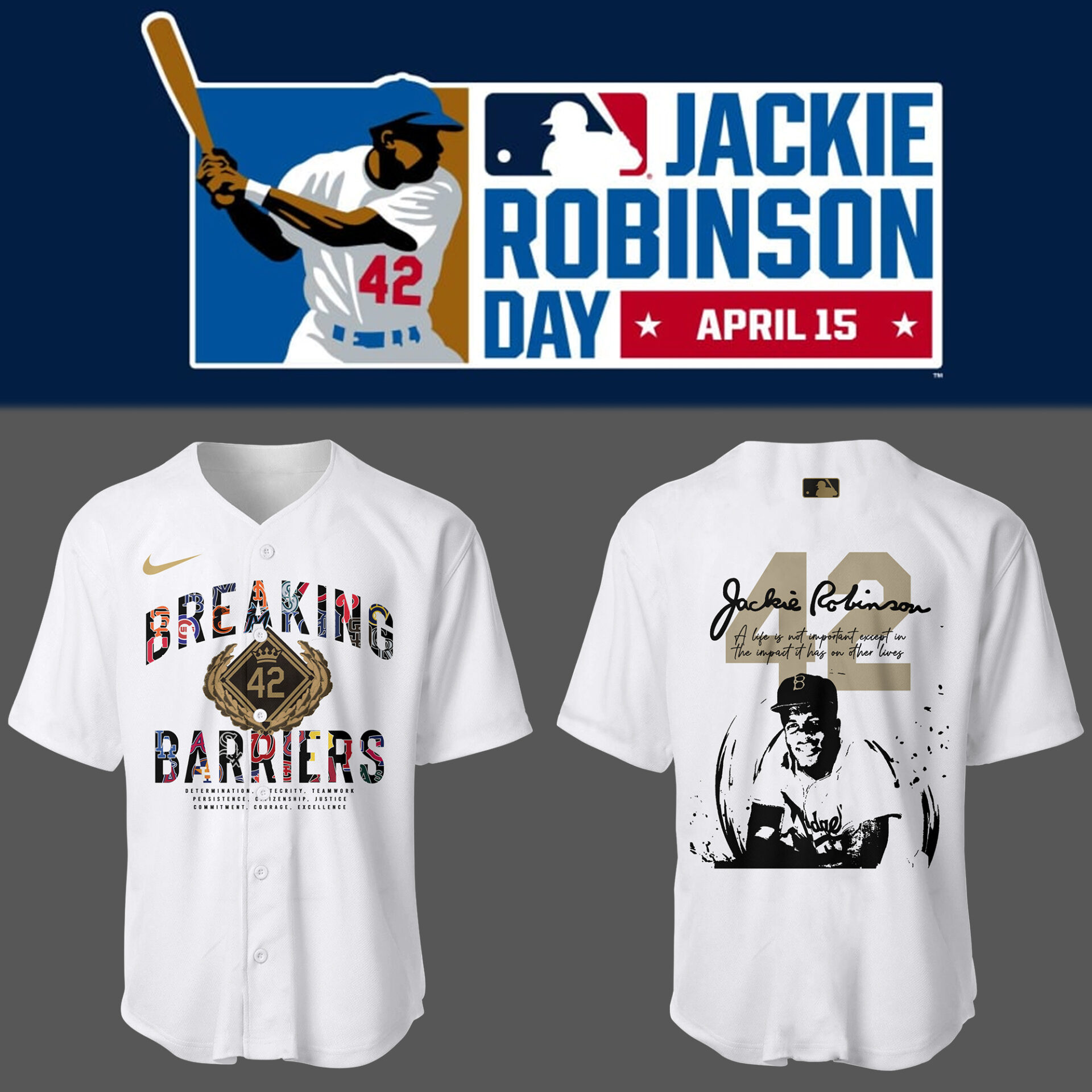 Dodgers Baseball Honoring Jackie Robinson Jersey Baseball Father's Day Gifts