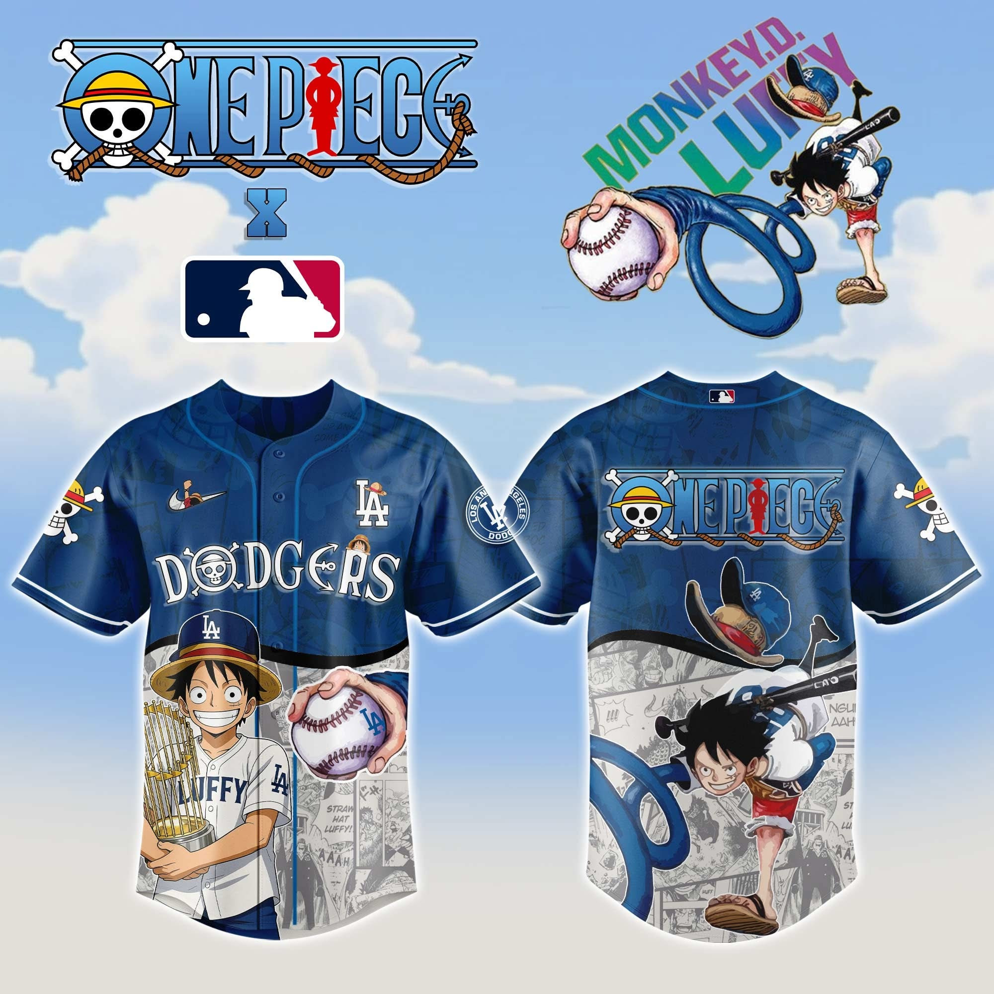 Dodgers One Piece Night Jersey Limited Edition Best Luffy Merch Gift For Anime Lovers