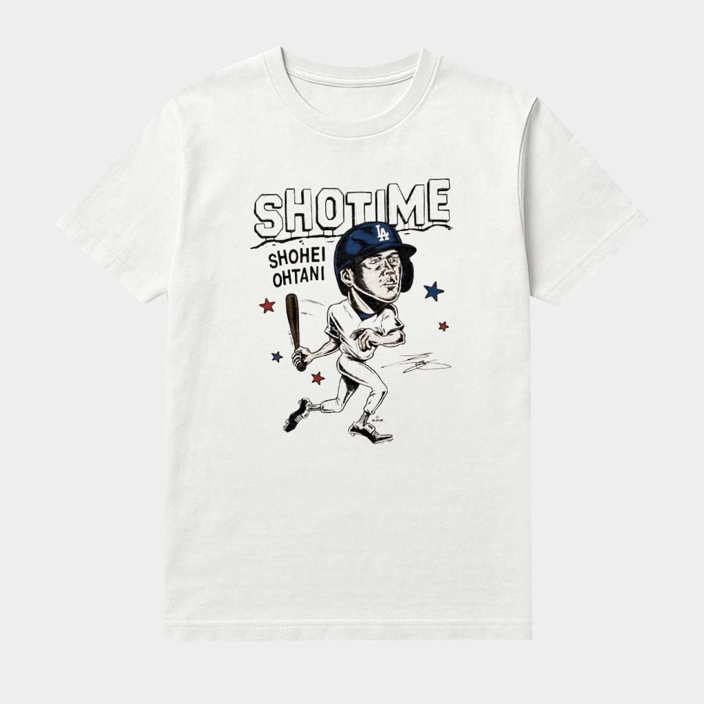 Dodgers Shohei Ohtani Hollywood Signature Caricature Shirt LA Dodgers Merch Gifts For Boyfriend