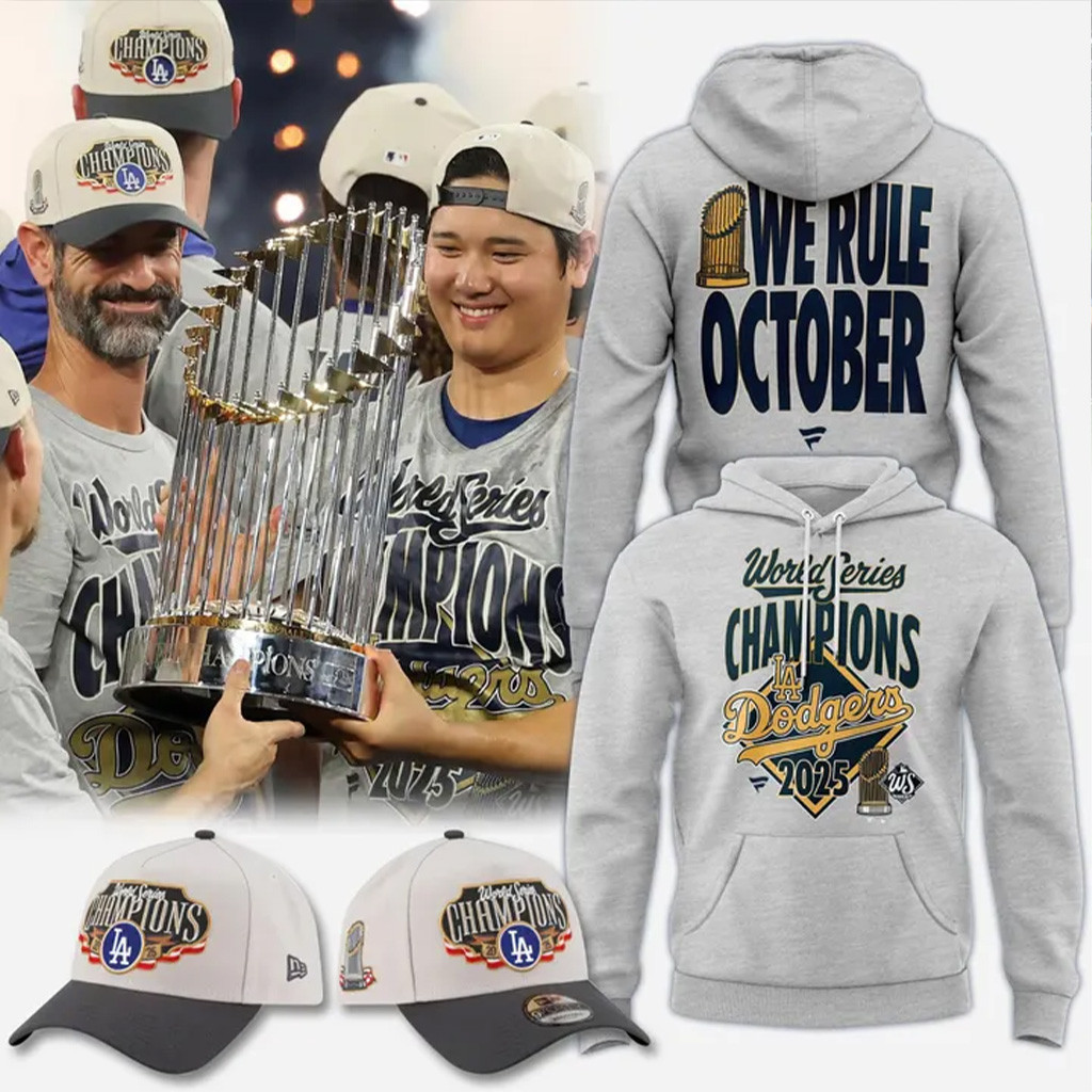 Dodgers We Rule October Hoodie 2025 Los Angeles Dodgers Back To Back Champions Hoodie Fan Apparel