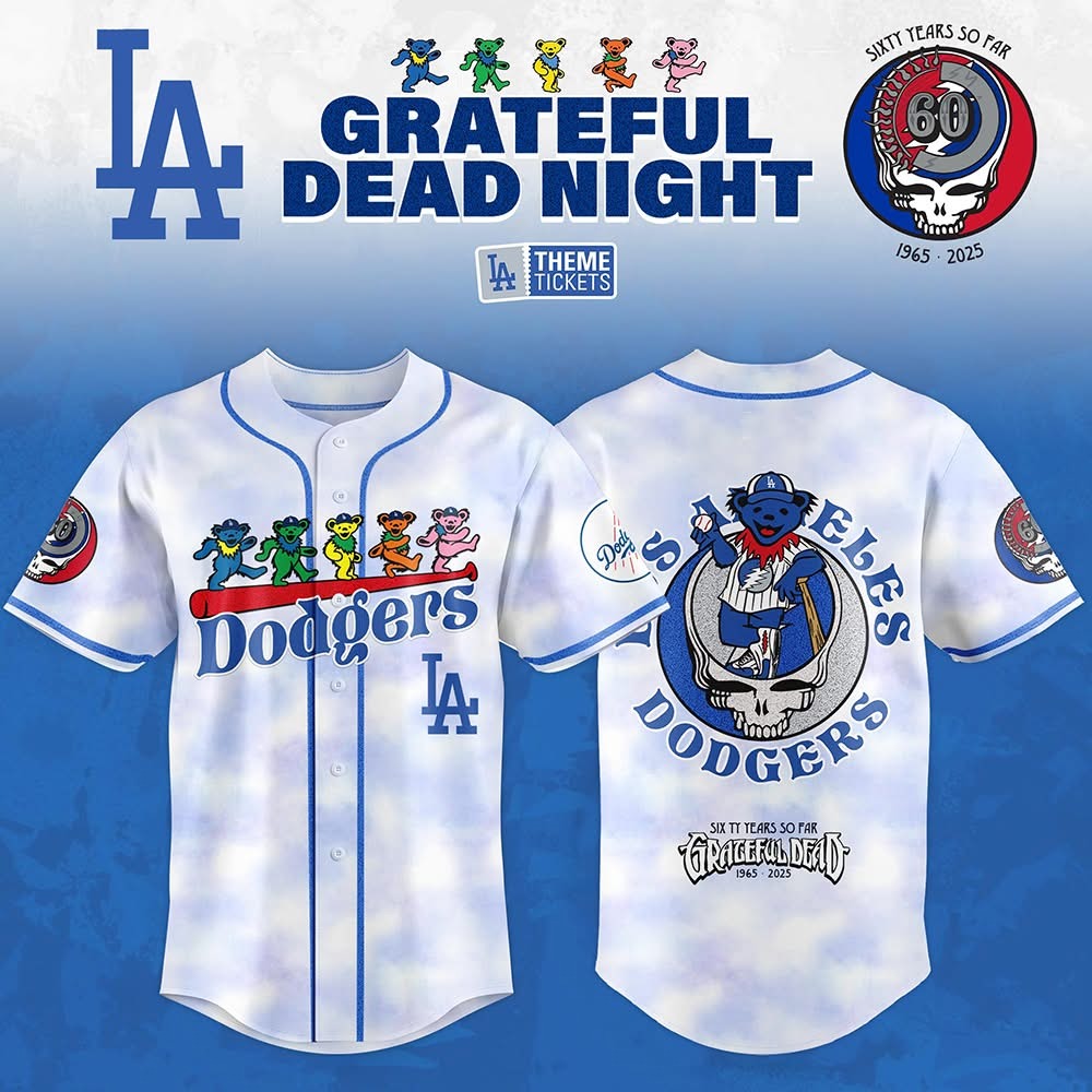 Dodgers x Grateful Dead Night 2025 Jersey Gifts For Boyfriend