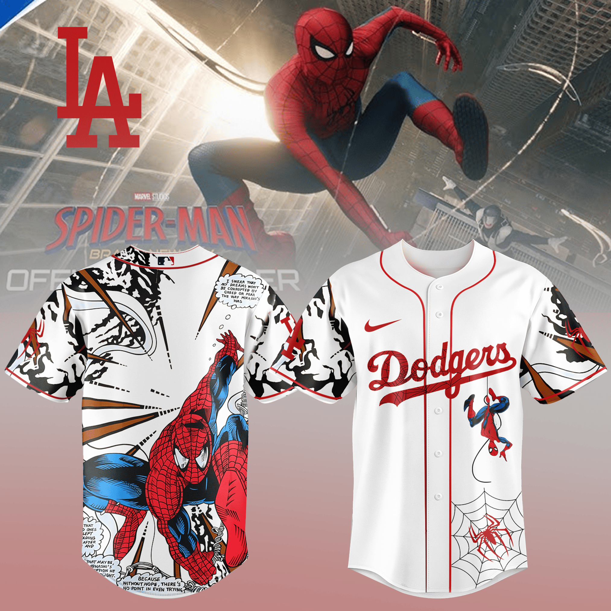 Dodgers x Spider Man Baseball Jersey 2026 MLB Playoff Clothes Baseball Gift For Friends