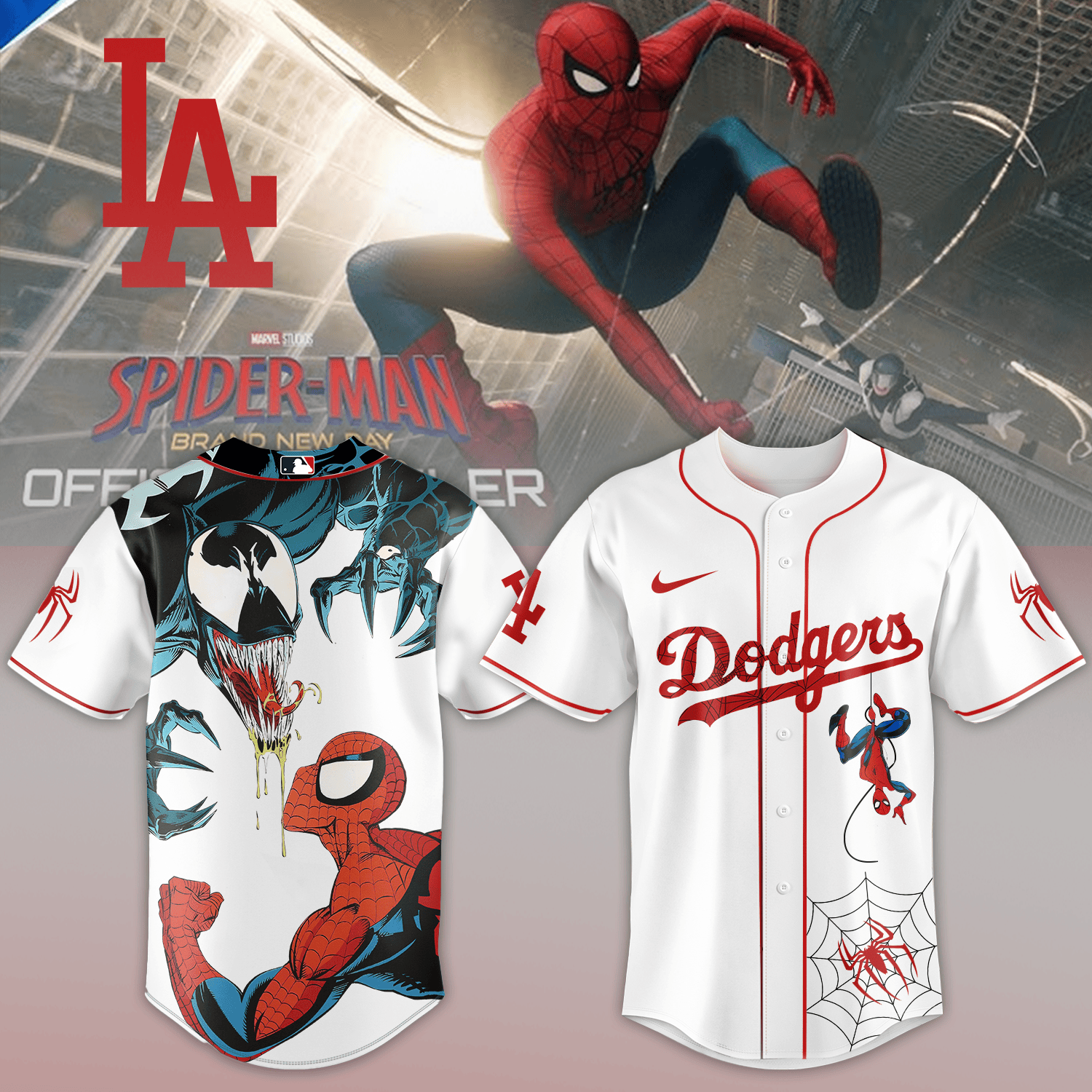 Dodgers x Spider Man Baseball Jersey 2026 MLB Playoff Clothes Baseball Lover Gift