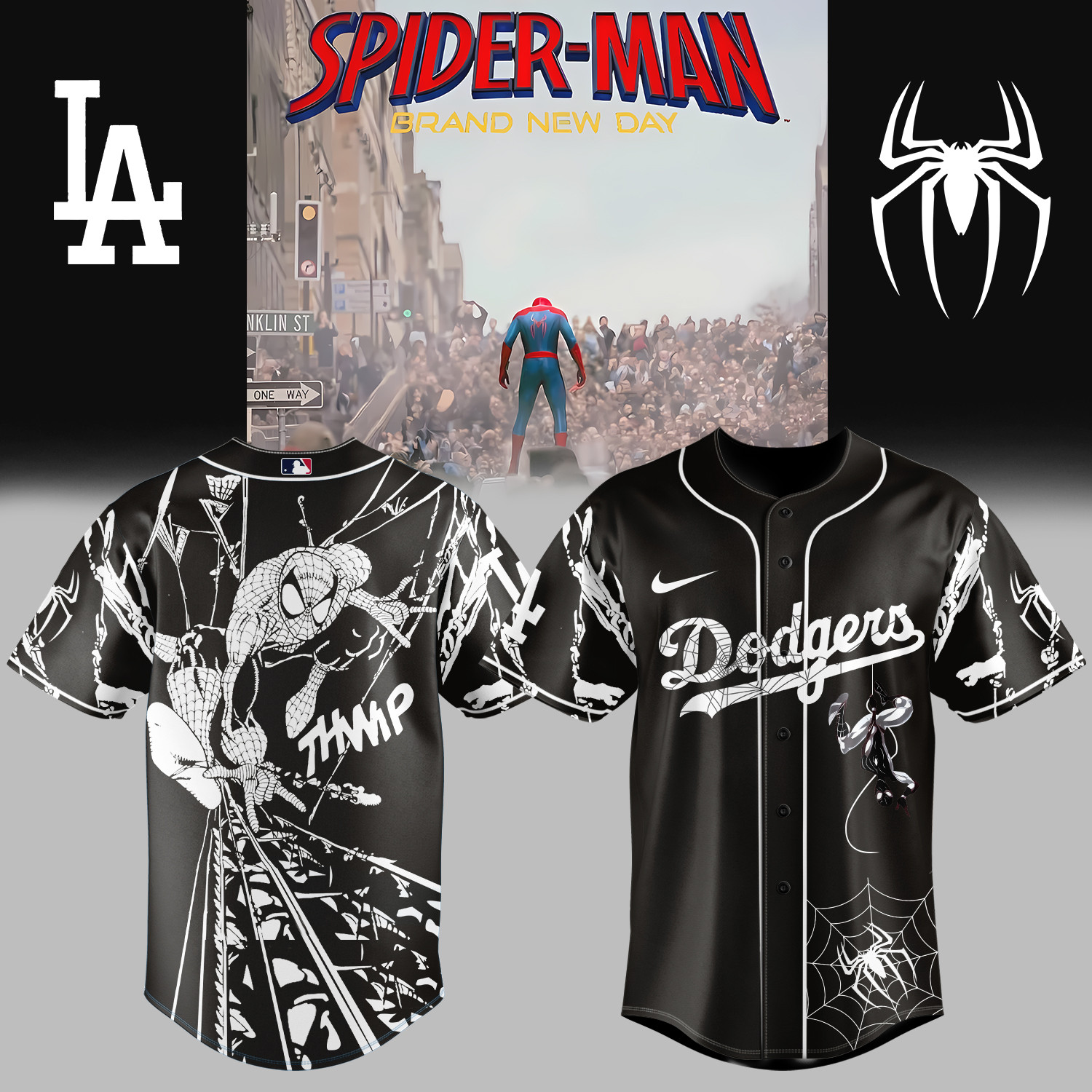 Dodgers x Spider Man Baseball Jersey 2026 MLB Playoff Clothes Great Gift For Fans