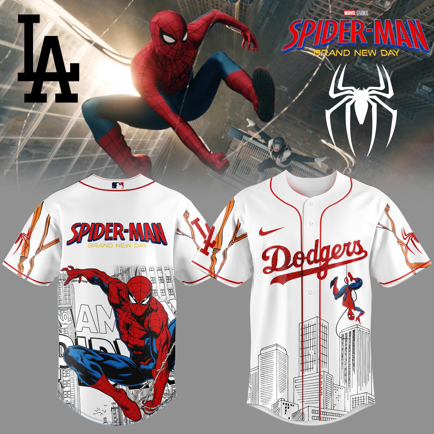 Dodgers x Spider Man Baseball Jersey 2026 MLB Playoff Merch Best Baseball Gear