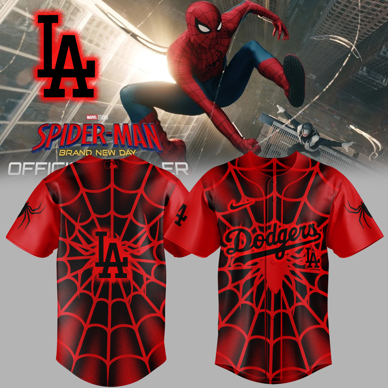 Dodgers x Spider Man Baseball Jersey 2026 MLB Playoffs Shirt Dodgers Fan Gear