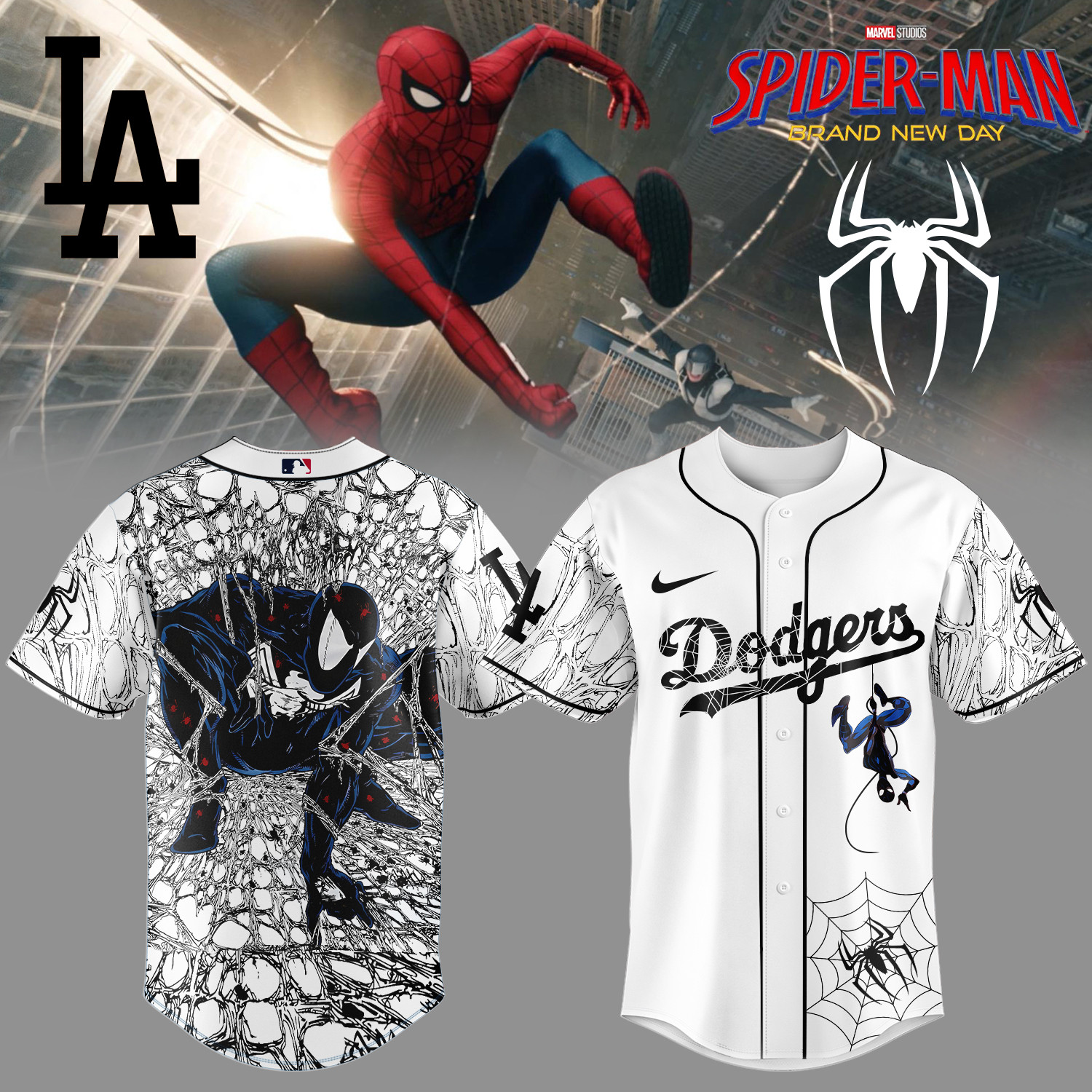 Dodgers x Spider Man Baseball Jersey 2026 MLB Playoffs Shirt Unique Fan Gear