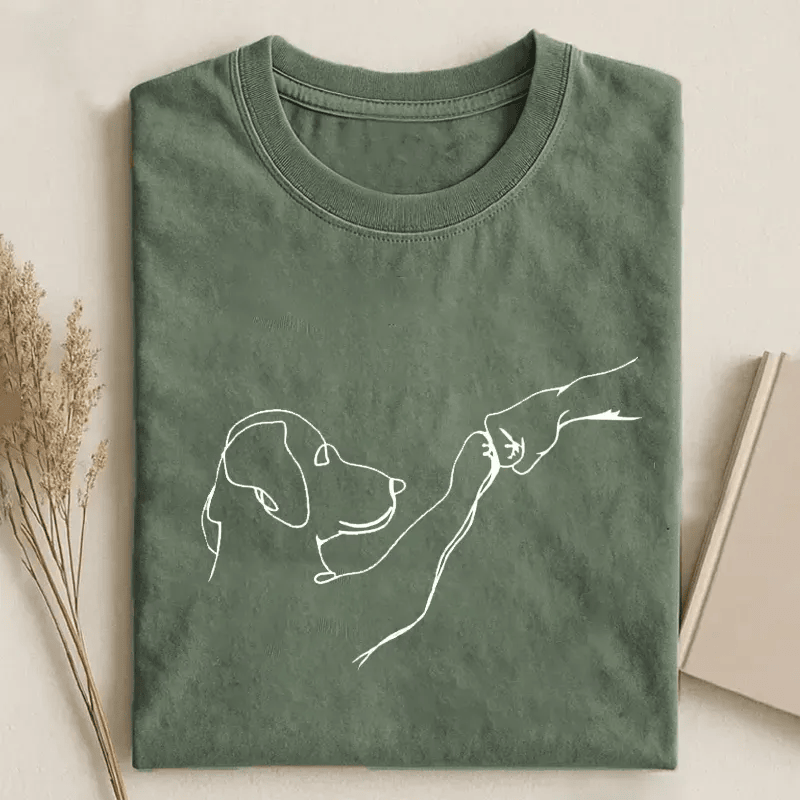 Dog And Human Bond Line Art T-Shirt Minimalist Dog Lover Tee Pet Owner Gift Shirt Best Gift For Dog Parents
