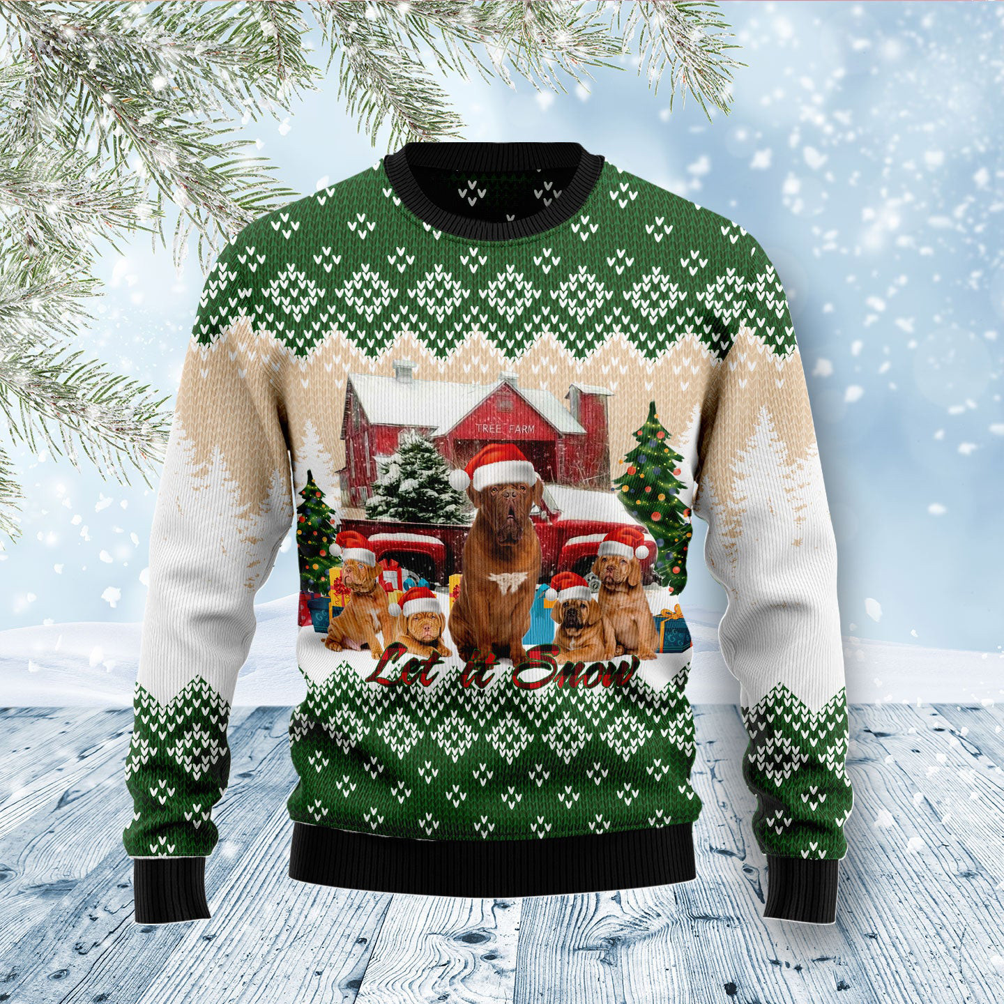 Dog Bordeaux Let It Snow Funny Ugly Xmas Sweaters Merry Xmas Clothing Best Presents For Dog