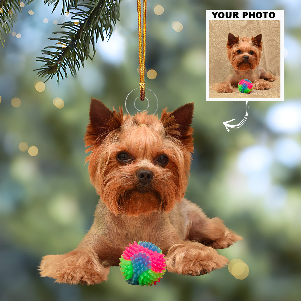 Dog Cat With Toys Personalized Custom Photo Mica Ornament Christmas Gift For Dog Mom
