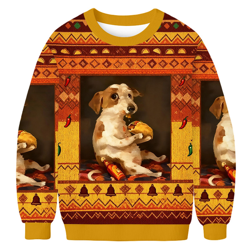 Dog Chill With Taco Ugly Sweater Animal Themed Unique Gifts For Dog Owners
