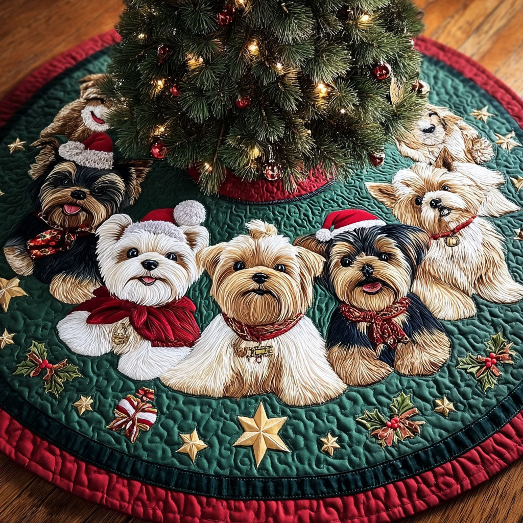 Dog Christmas Quilted Tree Skirt Christmas Tree Decor Dog Owner Xmas Gifts