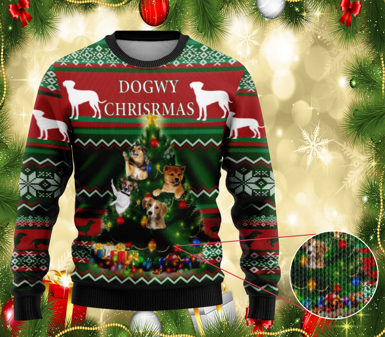 Dog Christmas Ugly Sweater Funny Holiday Gifts for Dog Lovers