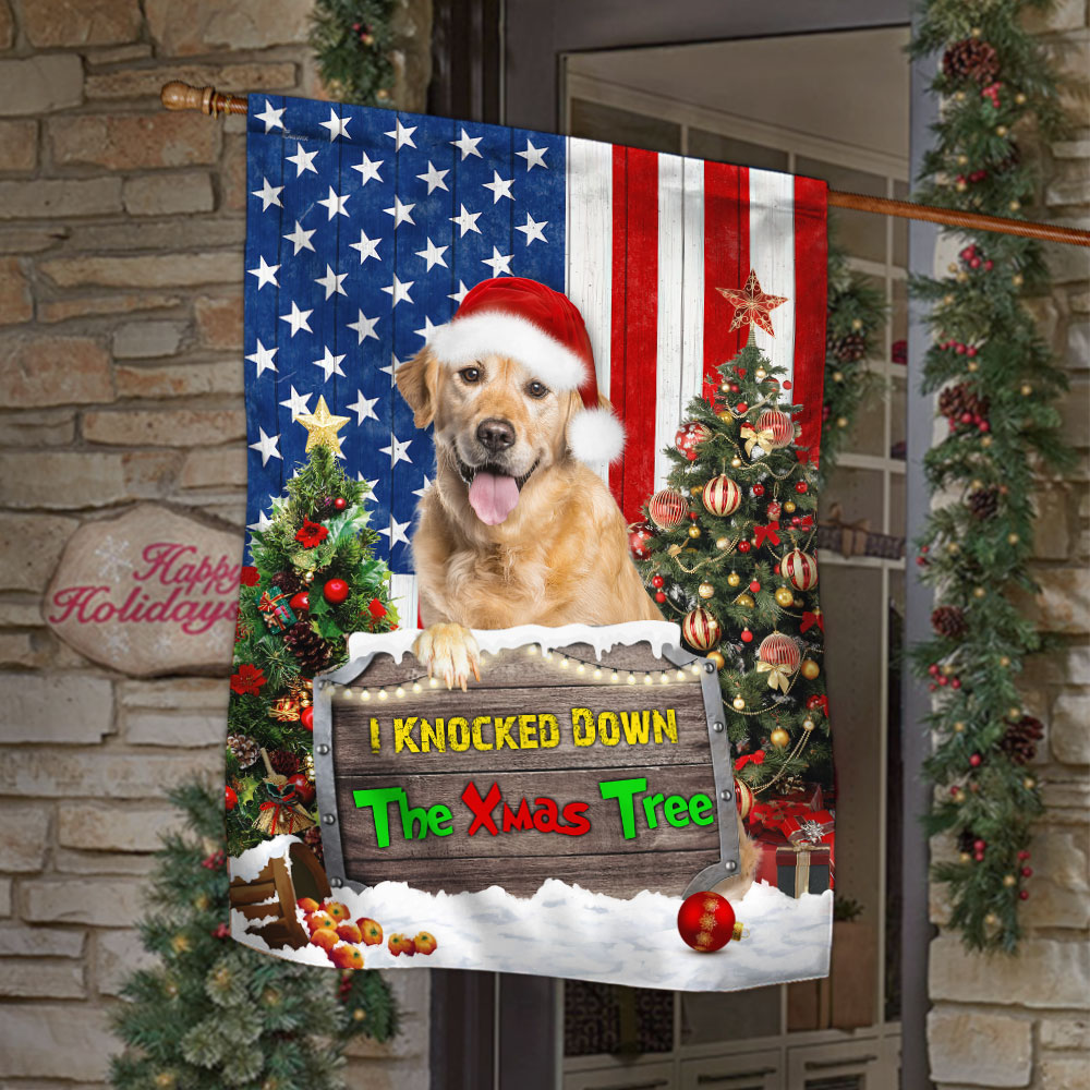 Dog Flag Dog Lover Golden Retriever Flag I Knocked Down The Xmas Tree