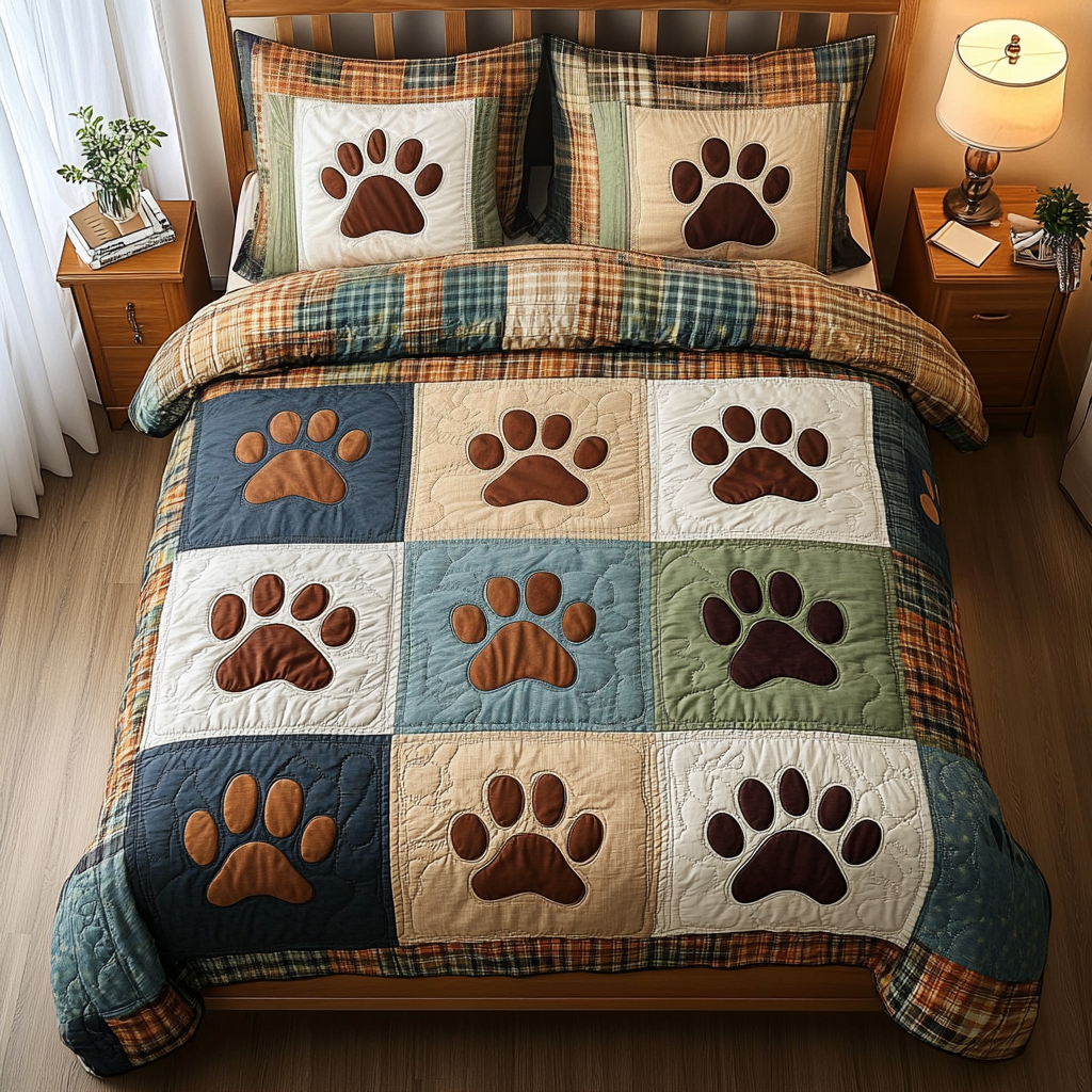 Dog Garden Quilted Bedding Set Bedroom Decorations Cute Themed Dog Gift Ideas