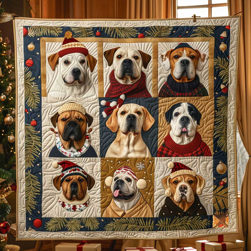 Dog Holiday Smiles Holiday Christmas Quilt Blanket Gifts For Mom Who Has Everything